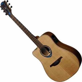 Dreadnought elektro-akoestische gitaar LAG Tramontane HyVibe 10 LH Natural Satin - 1