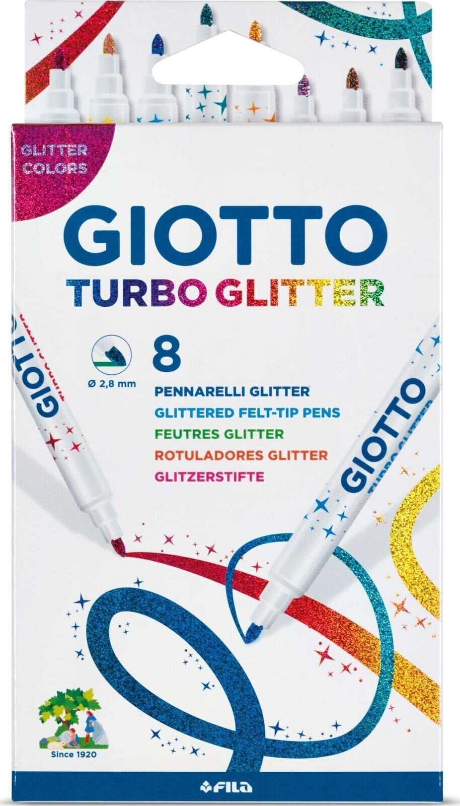 Flomāsters GIOTTO Turbo Glitter Marķieru komplekts 2,8 mm Mix 8 Gab.
