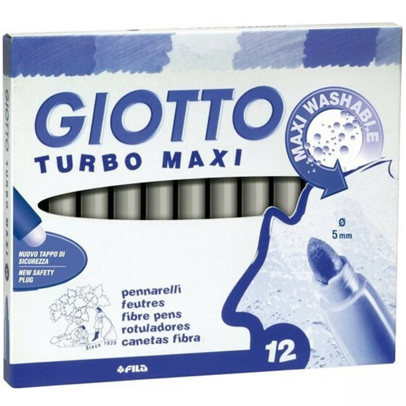 Flomāsters GIOTTO Turbo Maxi Marķieru komplekts 5 mm Gray 12 gab.