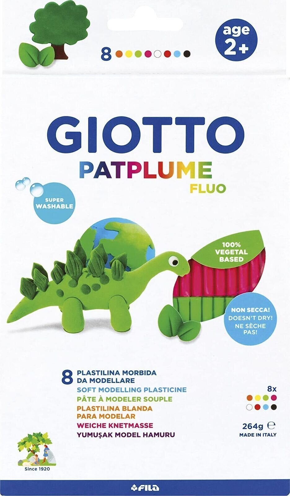 Modelēšanas māls bērniem GIOTTO Patplume Fluo Modelēšanas māls bērniem Neon 8 x 33 g