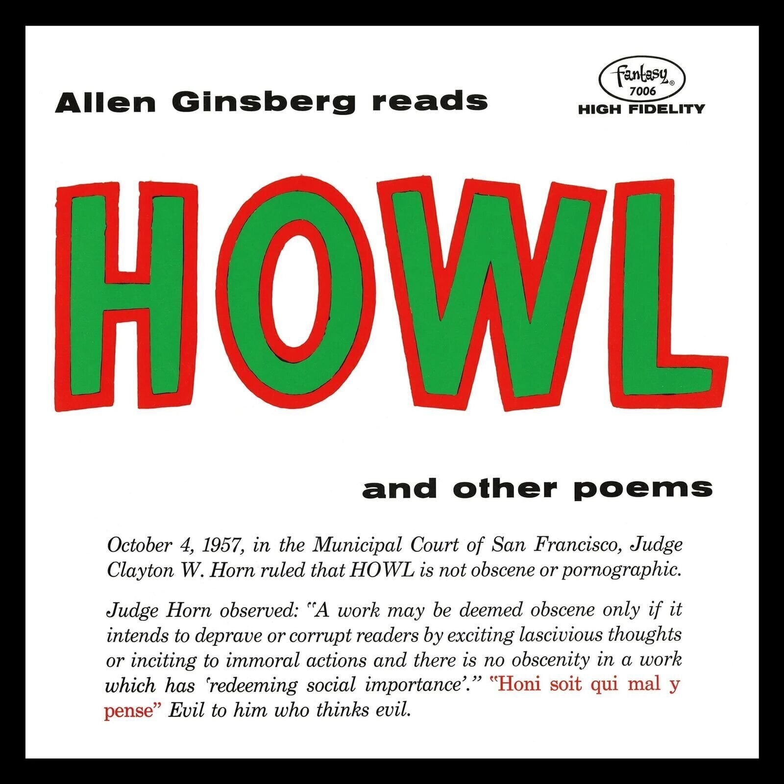 Disco de vinil Allen Ginsberg - Howl And Other Poems (Remastered) (Green Ecomix Coloured) (LP)