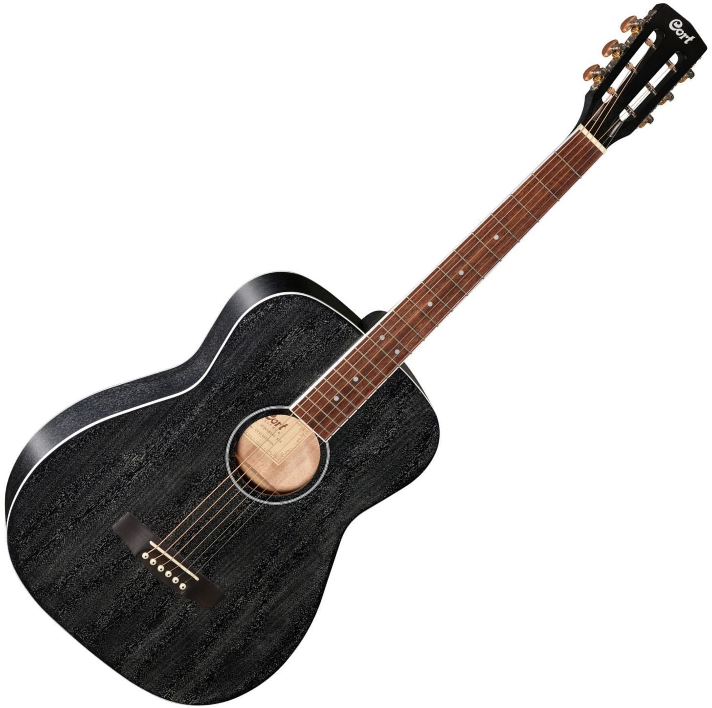 Jumbo elektro-akoestische gitaar Cort AF-590MFB-OP Black Open Pore