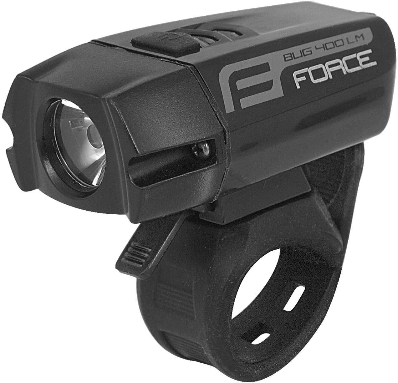 Oświetlenie rowerowe przednie Force Bug-400 USB 400 lm Black Oświetlenie rowerowe przednie