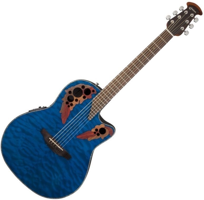 Electro-acoustic guitar Ovation CE44P-8TQ Celebrity Elite Plus Transparent Blue