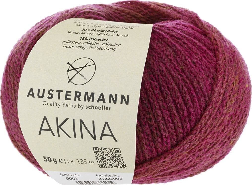 Pređa za pletenje Austermann Akina 90322-02 Raspberry Pređa za pletenje
