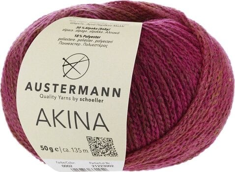 Pređa za pletenje Austermann Akina 90322-02 Raspberry Pređa za pletenje - 1