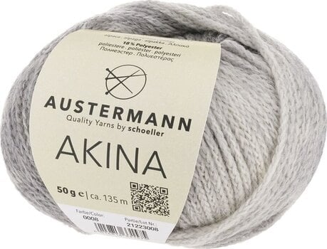 Pređa za pletenje Austermann Akina 90322-08 Silver Pređa za pletenje - 1