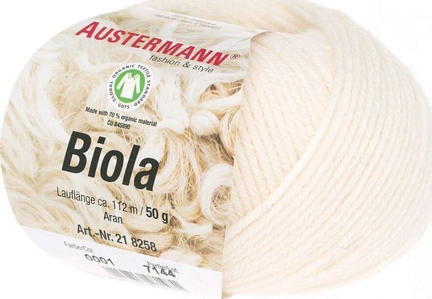 Filati per maglieria Austermann Biola 98258-01 Wool White Filati per maglieria