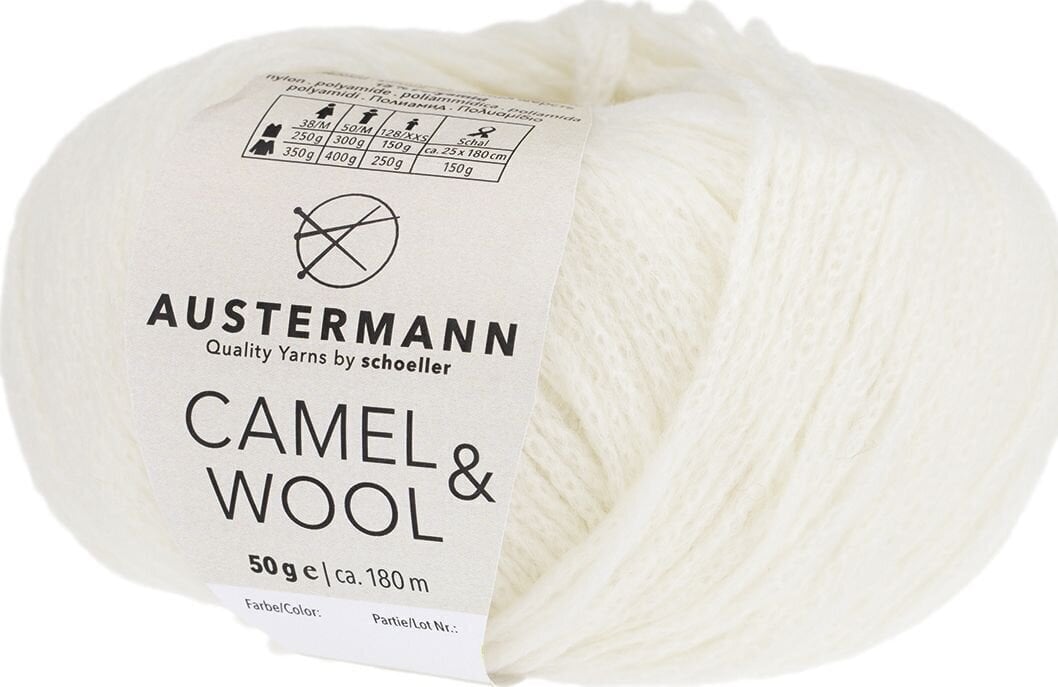 Filati per maglieria Austermann Camel & Wool 90343-01 Wool White Filati per maglieria