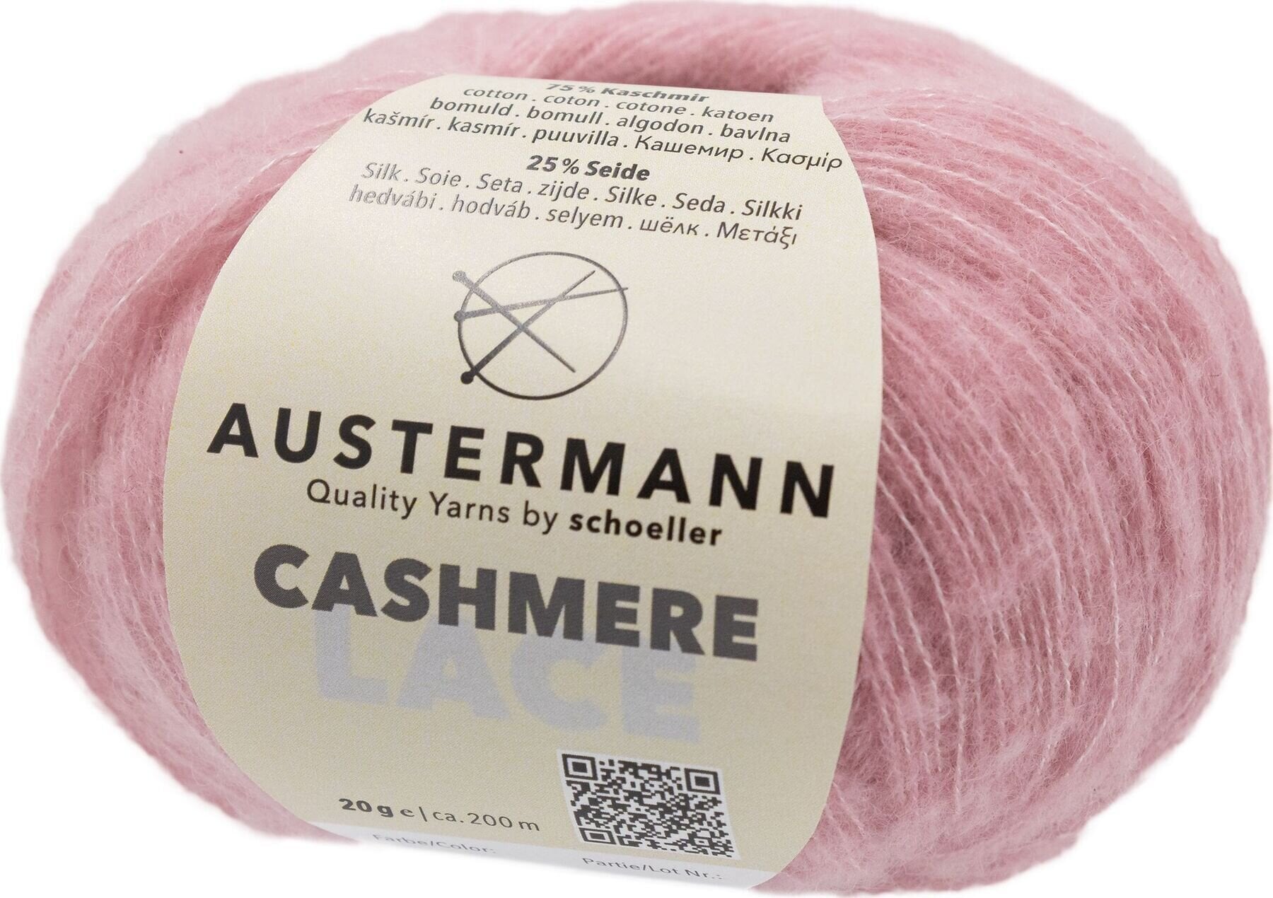 Pređa za pletenje Austermann Cashmere Lace 98232-4 Rose Pređa za pletenje