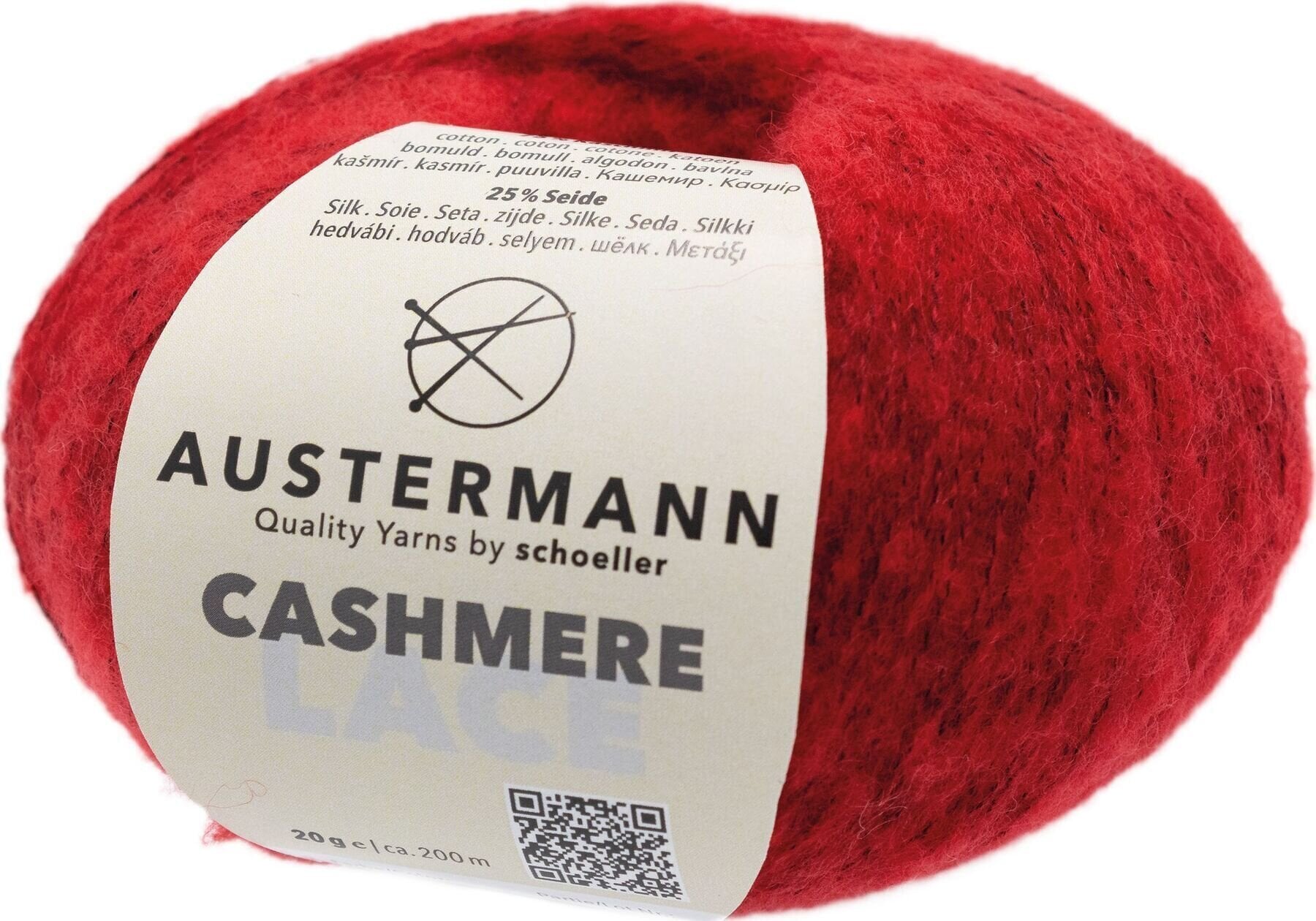 Fil à tricoter Austermann Cashmere Lace 98232-5 Red Fil à tricoter