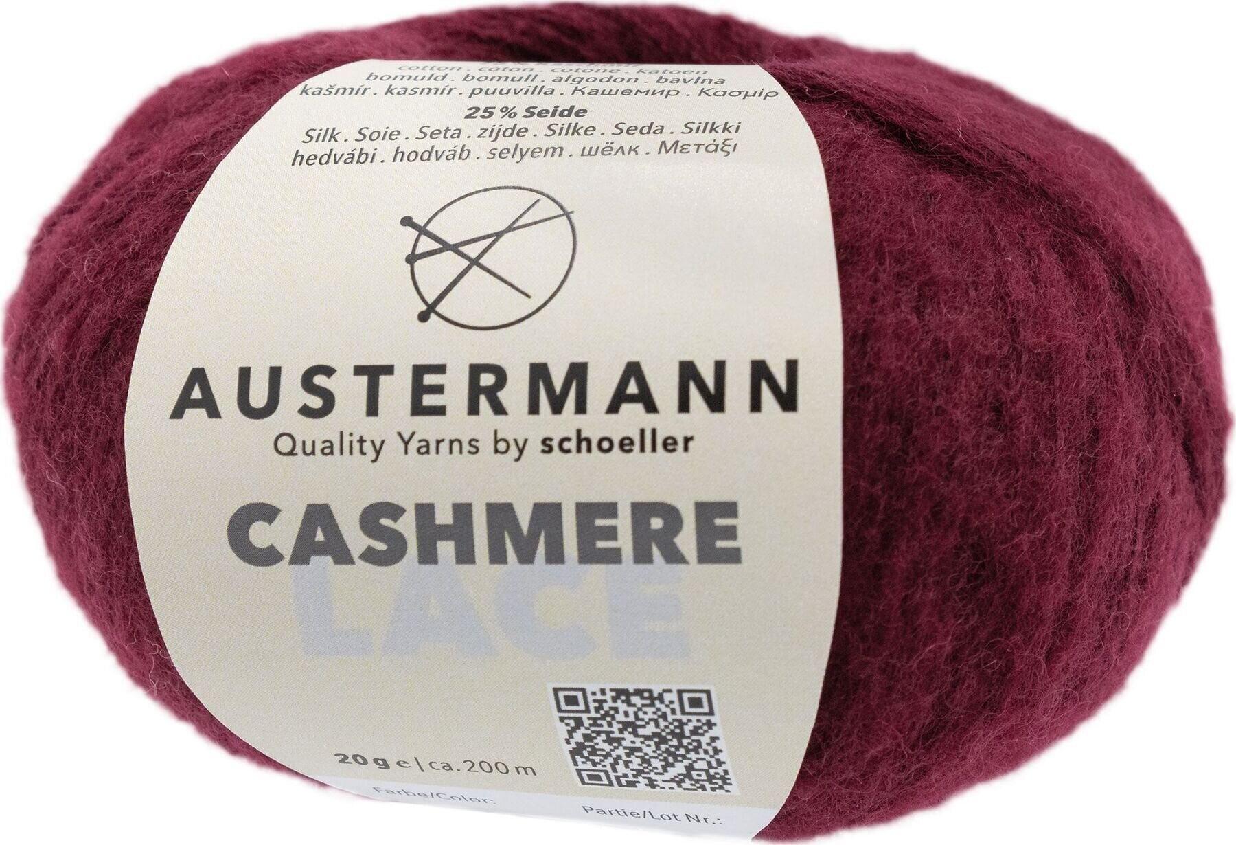 Pređa za pletenje Austermann Cashmere Lace 98232-6 Bordeaux Pređa za pletenje
