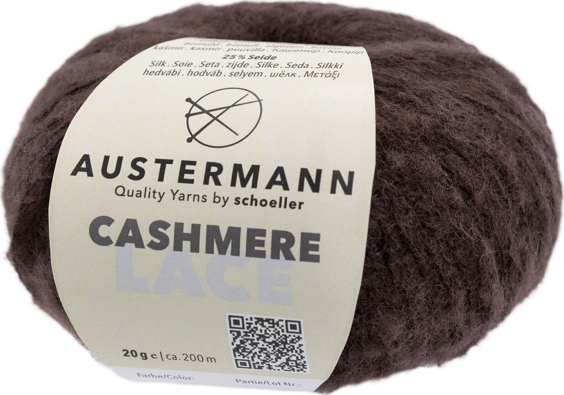 Pređa za pletenje Austermann Cashmere Lace 98232-10 Chocolate Pređa za pletenje
