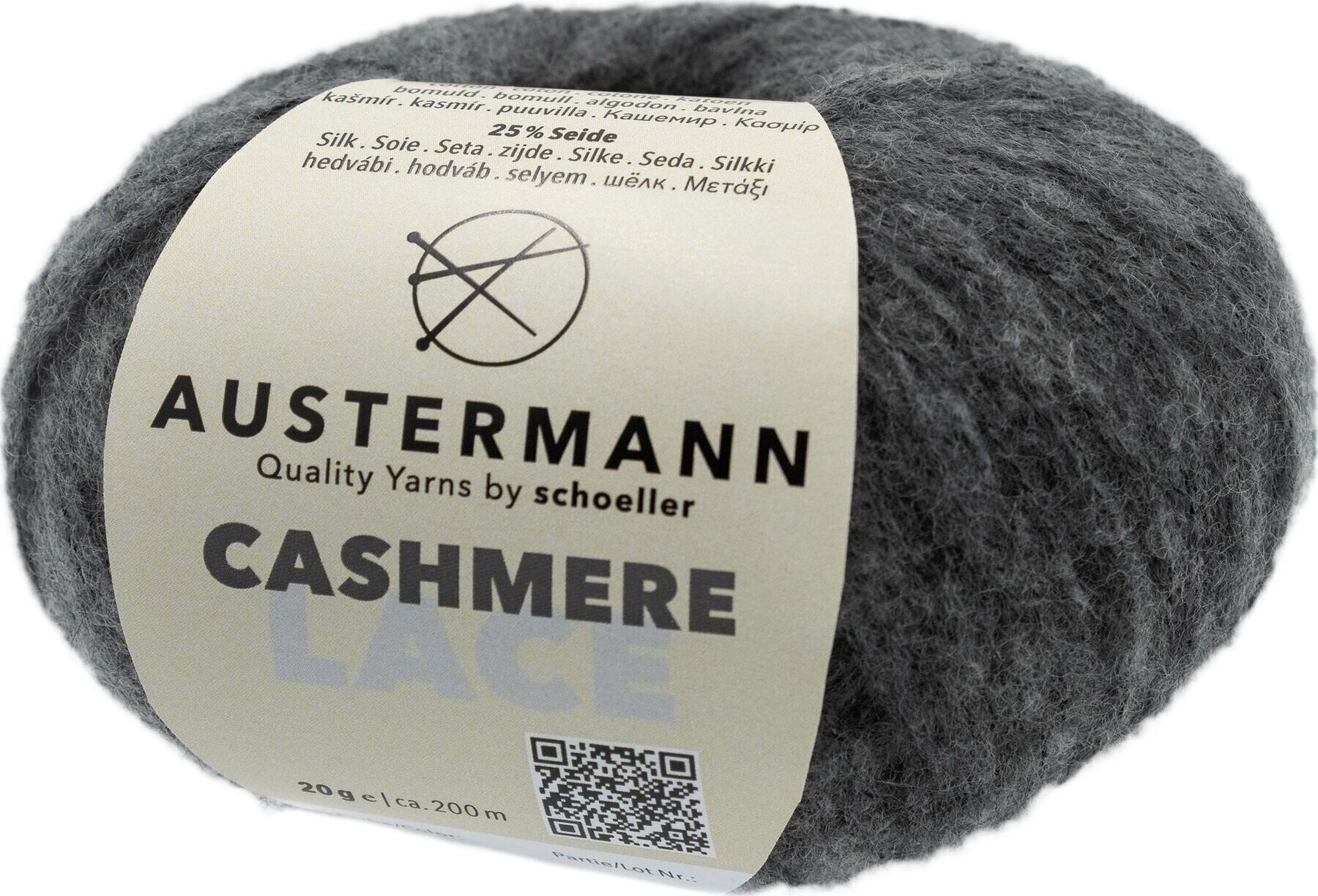 Pređa za pletenje Austermann Cashmere Lace 98232-12 Anthracite Pređa za pletenje