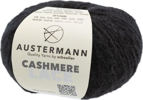 Pređa za pletenje Austermann Cashmere Lace 98232-13 Black Pređa za pletenje - 1