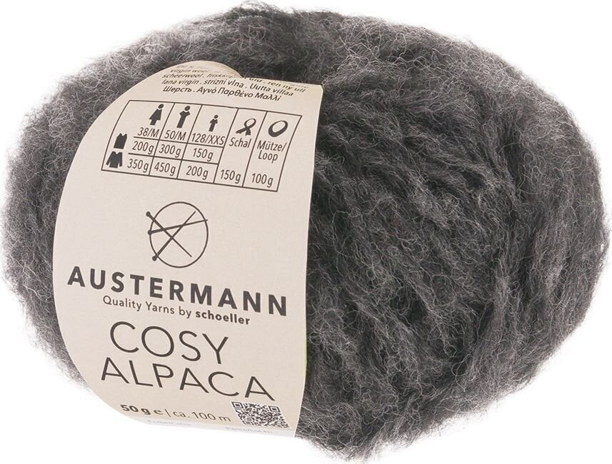 Fil à tricoter Austermann Cosy Alpaca 90356-09 Anthracite Mottled Fil à tricoter