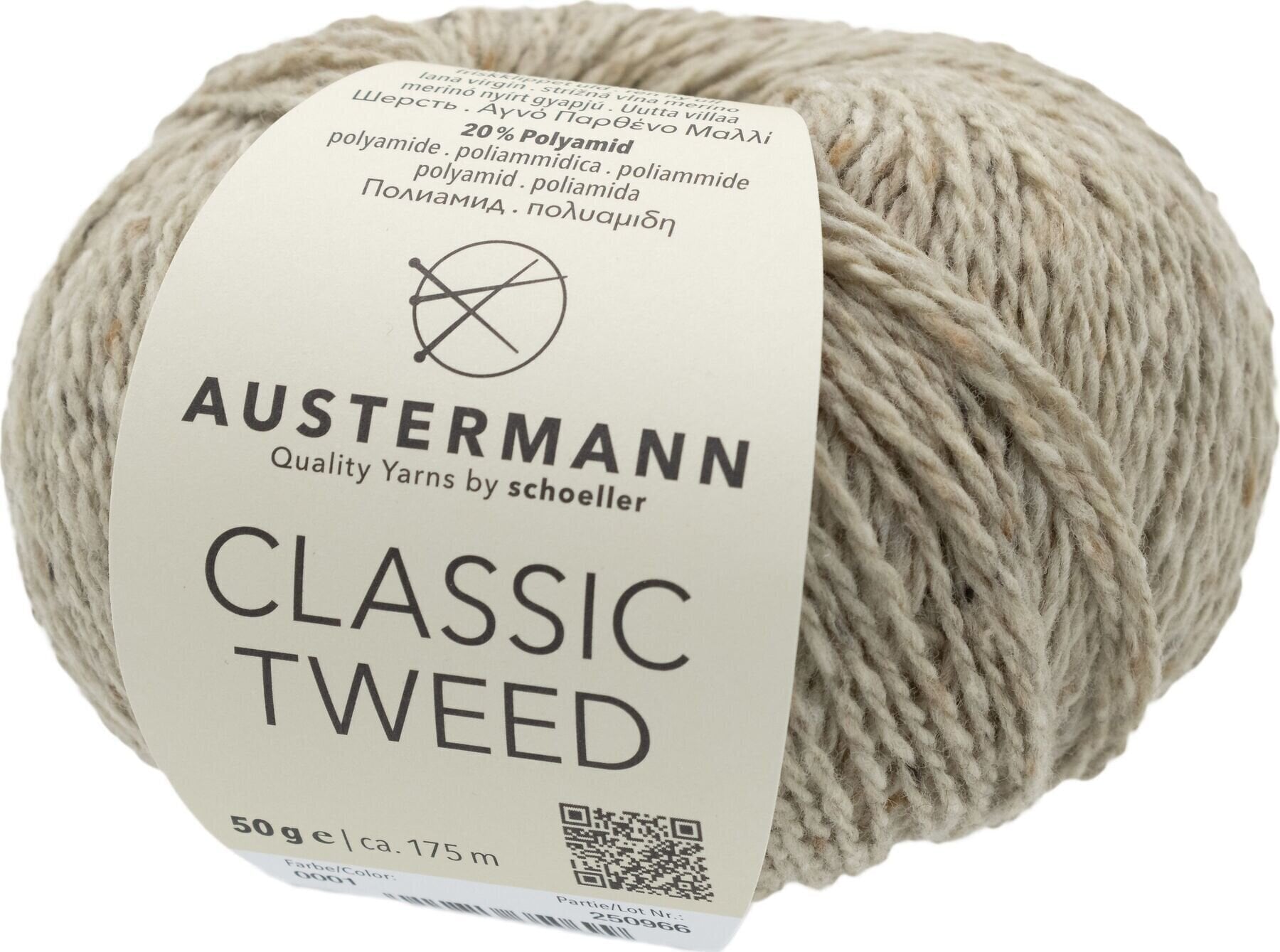 Pređa za pletenje Austermann Classic Tweed 90365-1 Natural Pređa za pletenje