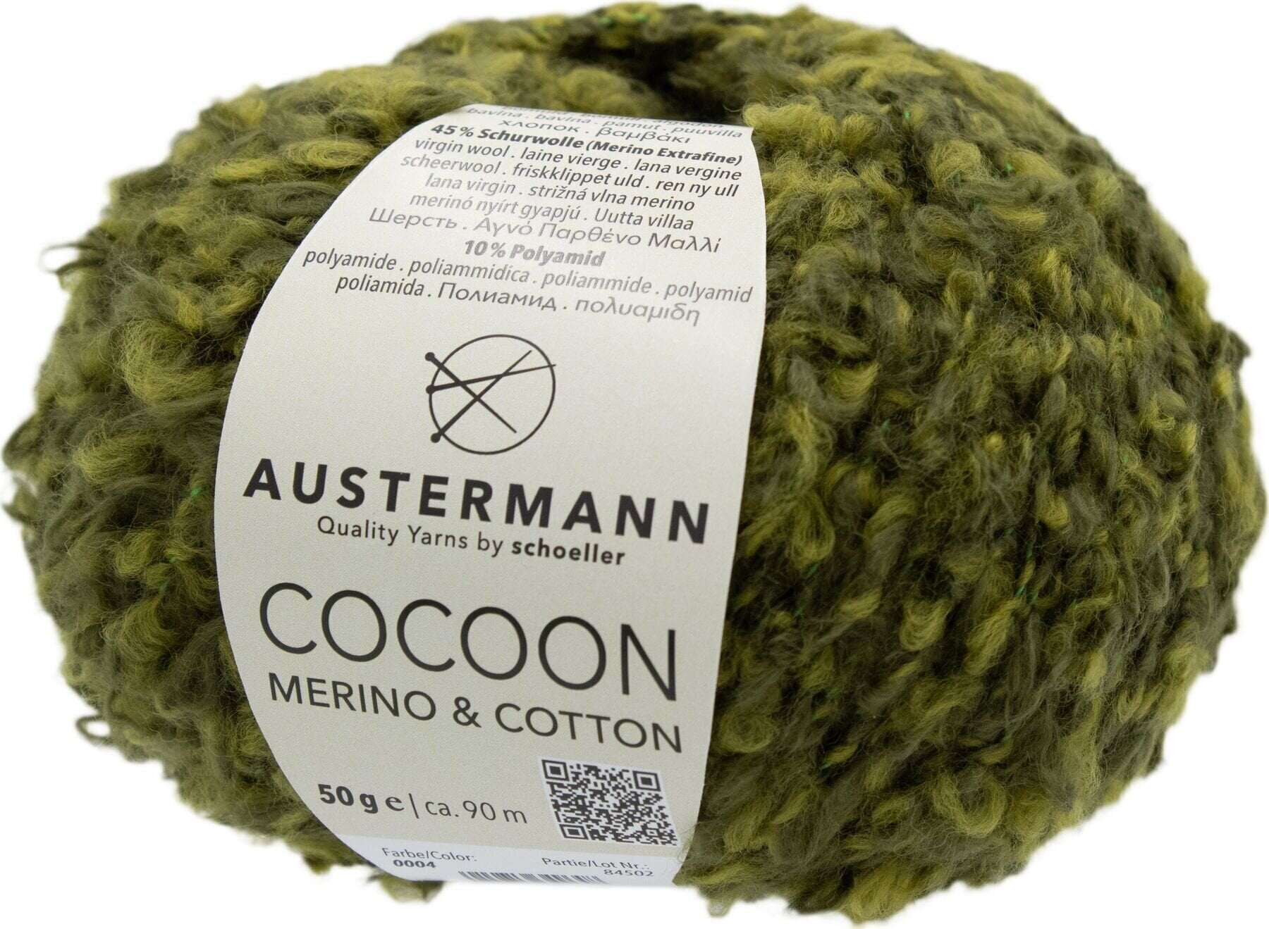 Pređa za pletenje Austermann  Cocoon Merino & Cotton 90364-4 Olive Pređa za pletenje