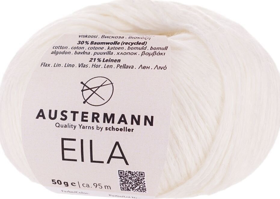 Fil à tricoter Austermann Eila 90314-01 White Fil à tricoter