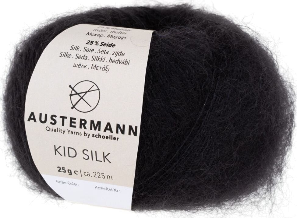 Pređa za pletenje Austermann Kid Silk 98233-02 Black Pređa za pletenje