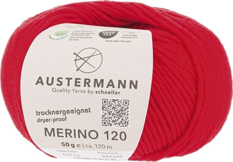 Pređa za pletenje Austermann Merino 120 97613-103 Red Pređa za pletenje
