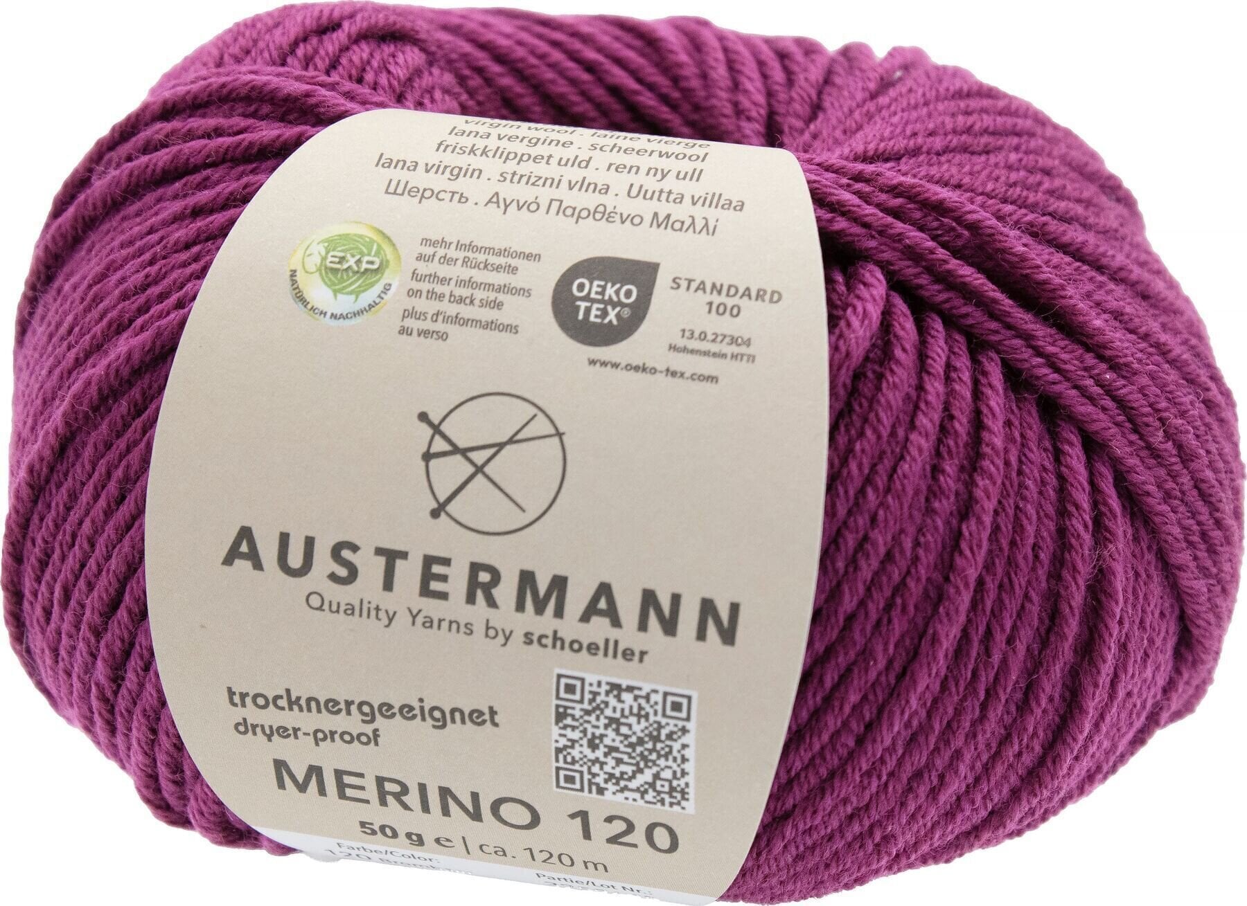 Pređa za pletenje Austermann Merino 120 97613-120 BlackBerry Pređa za pletenje