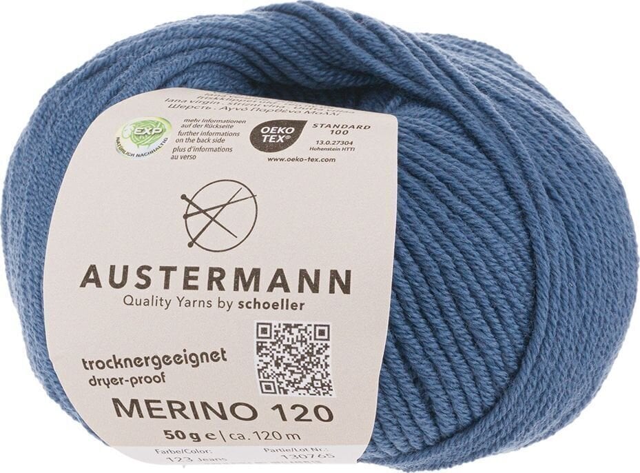 Pređa za pletenje Austermann Merino 120 97613-123 Denim Pređa za pletenje