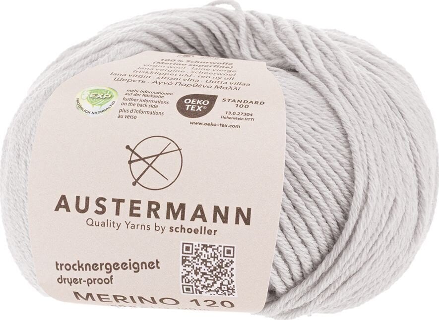Strickgarn Austermann Merino 120 97613-128 Light Grey Strickgarn