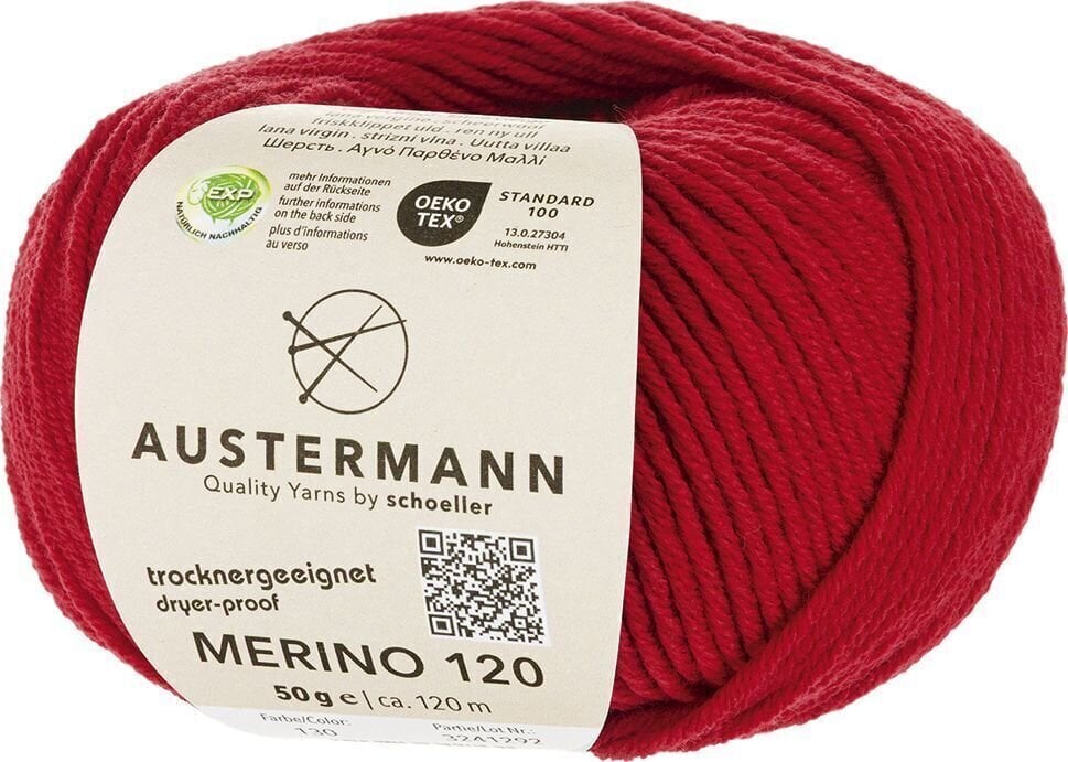 Fire de tricotat Austermann Merino 120 97613-130 Ruby Fire de tricotat