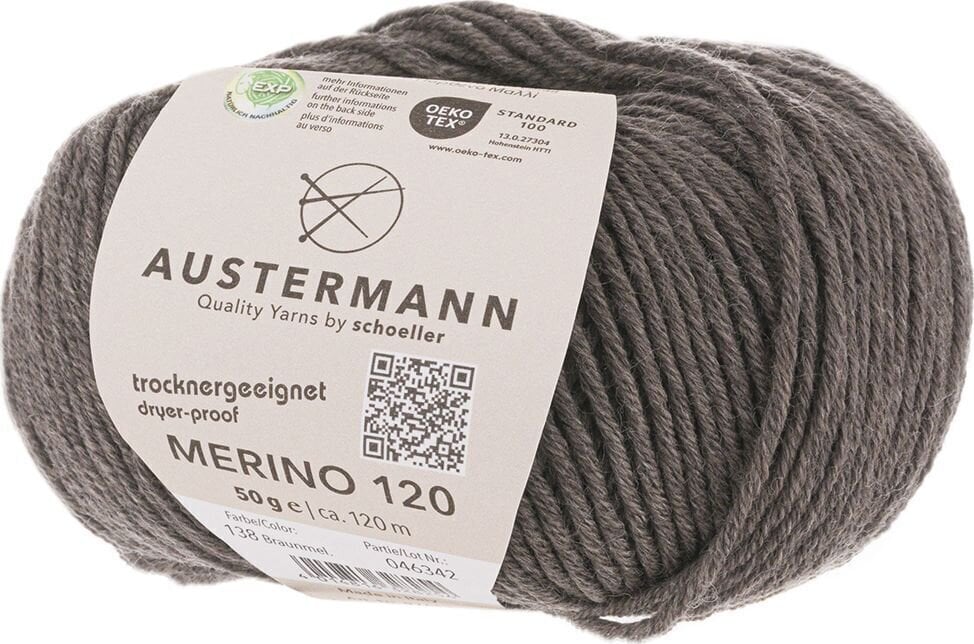 Pređa za pletenje Austermann Merino 120 97613-138 Brown Mottled Pređa za pletenje