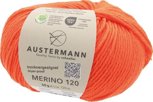 Knitting Yarn Austermann Merino 120 97613-157 Orange Knitting Yarn - 1