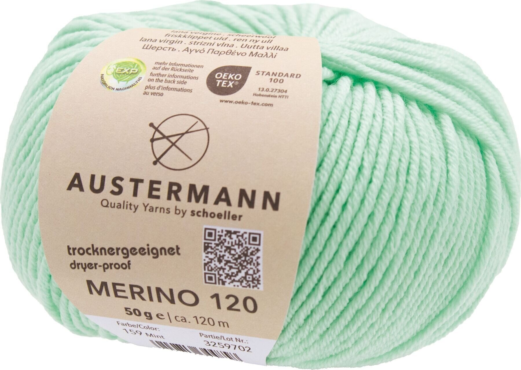 Pređa za pletenje Austermann Merino 120 97613-159 Mint Pređa za pletenje
