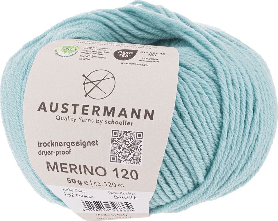 Knitting Yarn Austermann Merino 120 97613-162 Curacao Knitting Yarn
