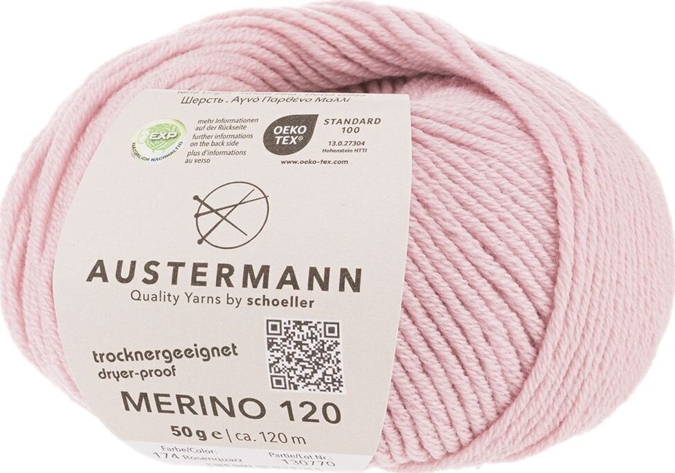 Kötőfonal Austermann Merino 120 97613-174 Rose Quartz Kötőfonal