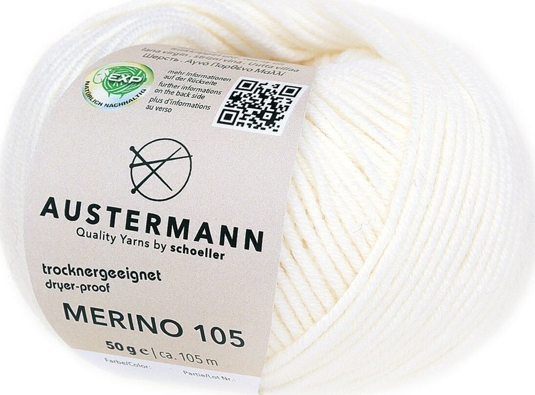 Strikkegarn Austermann Merino 105 97612-301 White Strikkegarn