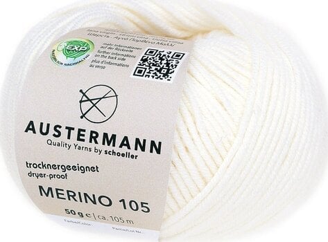 Strikkegarn Austermann Merino 105 97612-301 White Strikkegarn - 1