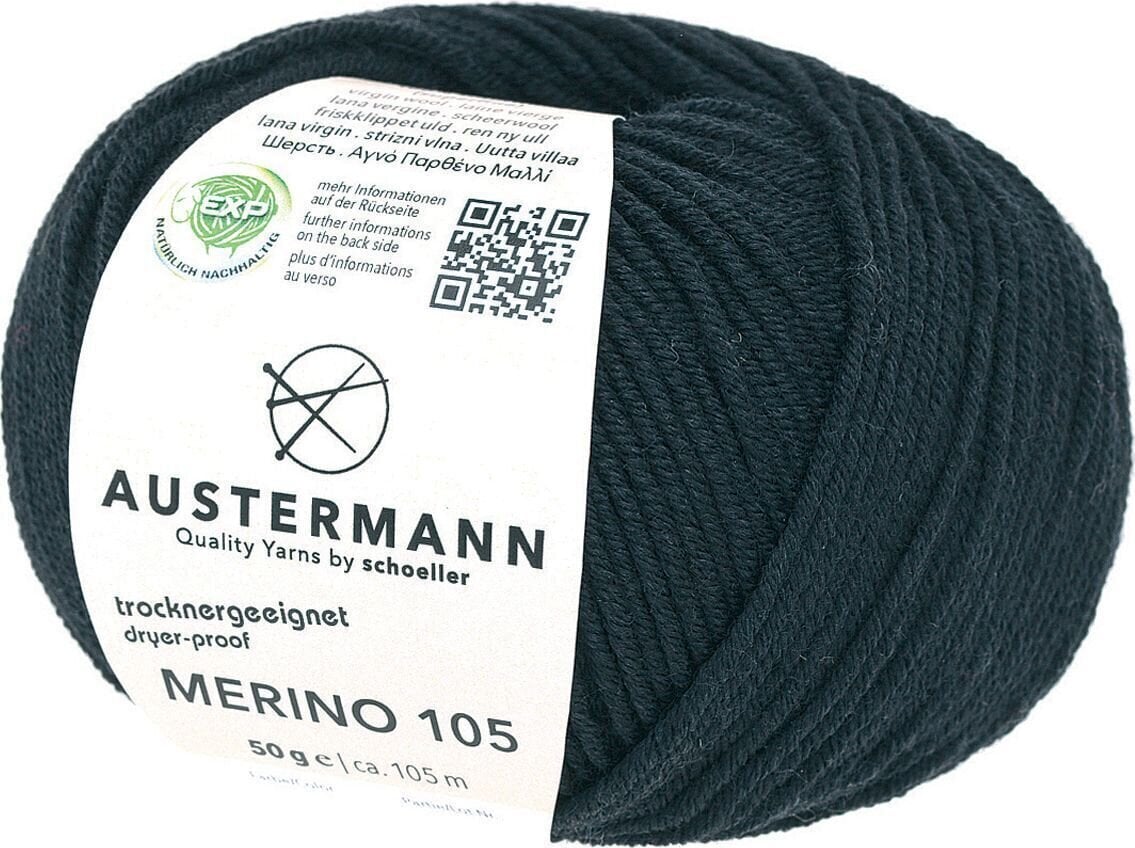 Strikkegarn Austermann Merino 105 97612-302 Black Strikkegarn