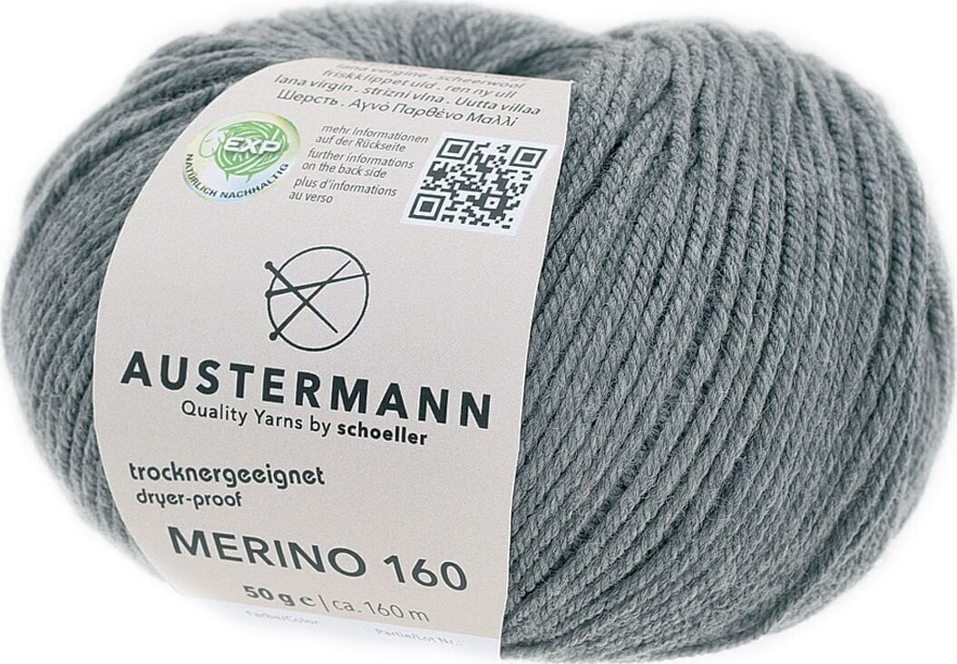 Fil à tricoter Austermann Merino 160 97610-229 Grey Fil à tricoter