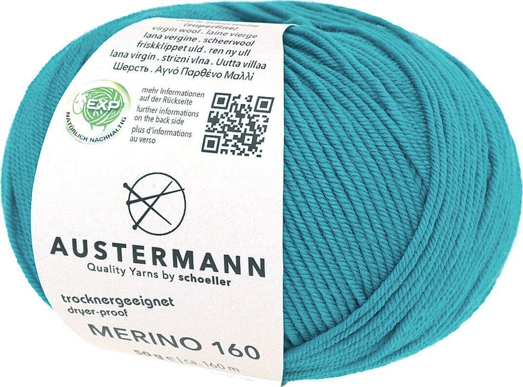 Fil à tricoter Austermann Merino 160 97610-233 Petrol Fil à tricoter