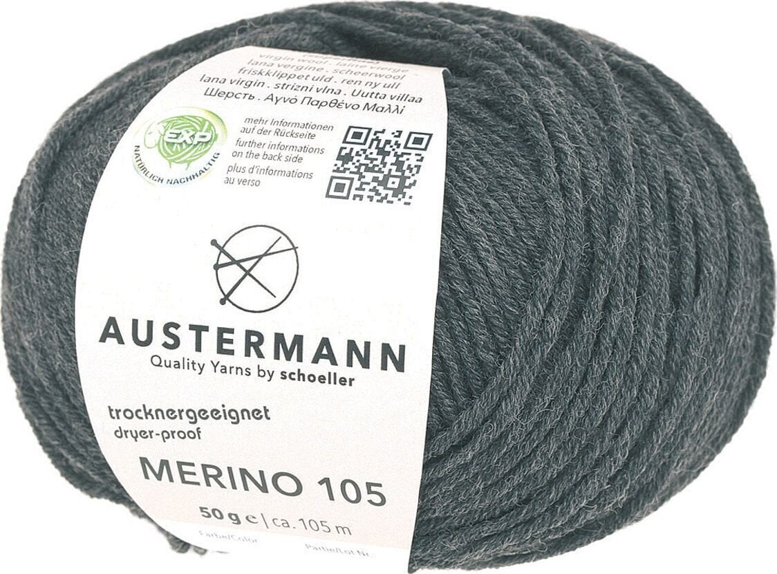 Strikkegarn Austermann Merino 105 97612-334 Anthracite Mottled Strikkegarn