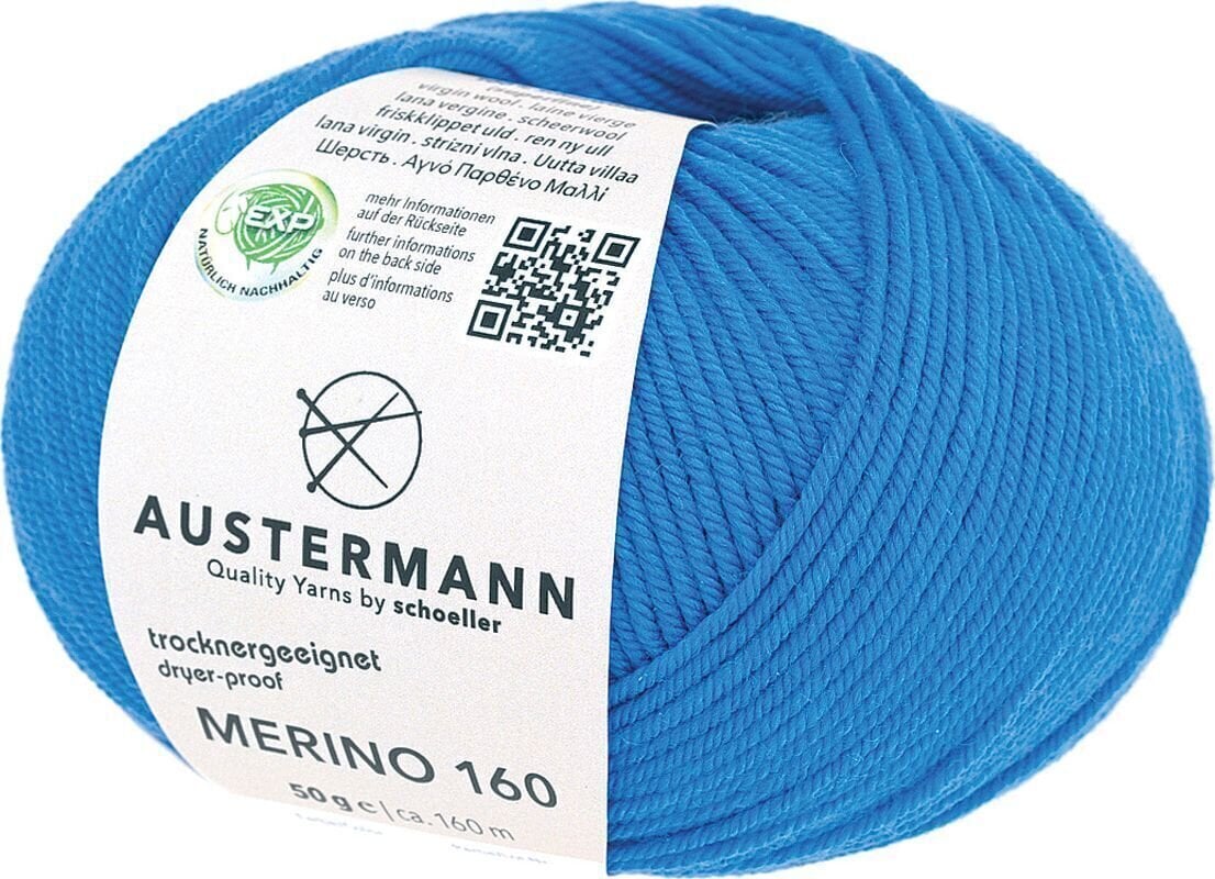 Fil à tricoter Austermann Merino 160 97610-260 Blue Fil à tricoter