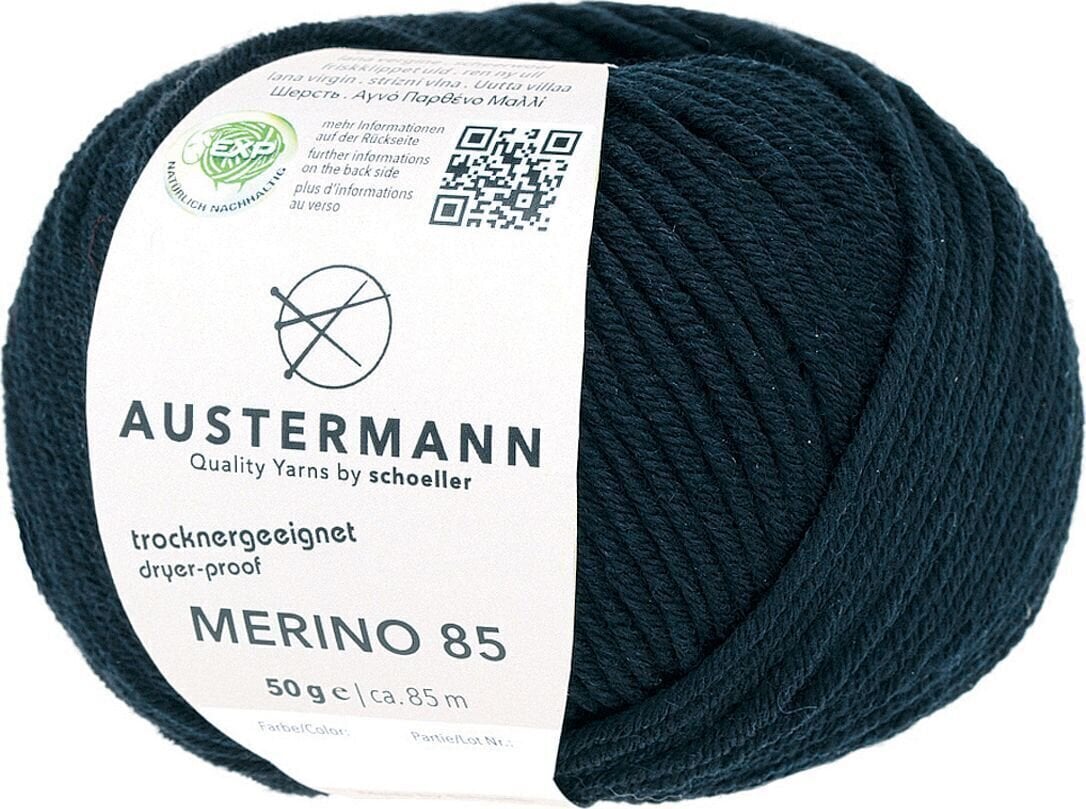 Pređa za pletenje Austermann Merino 85 97614-02 Black Pređa za pletenje