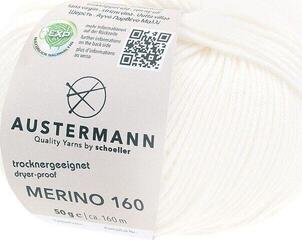 Knitting Yarn Austermann Merino 160 97610-201 White Knitting Yarn
