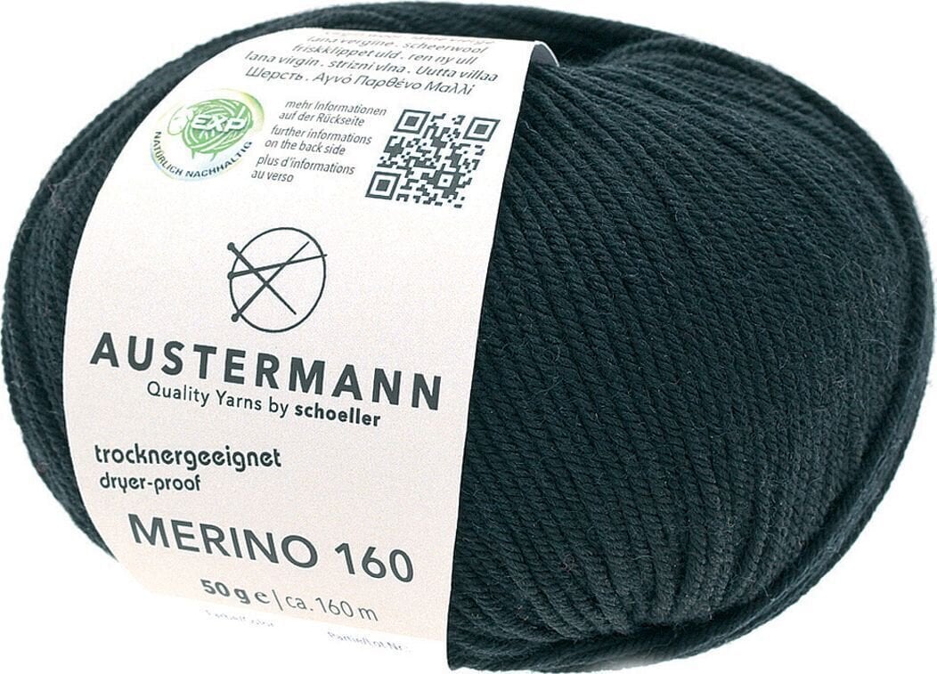 Pređa za pletenje Austermann Merino 160 97610-202 Black Pređa za pletenje