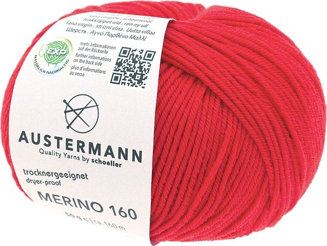Pređa za pletenje Austermann Merino 160 97610-203 Red Pređa za pletenje