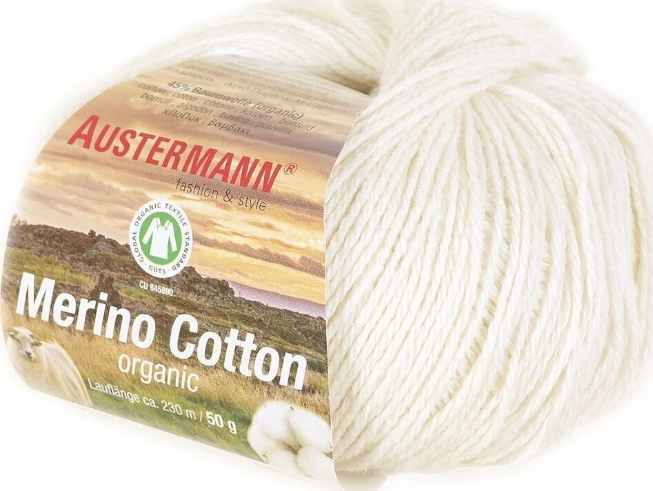 Pređa za pletenje Austermann Merino Cotton 98311-01 Natural Pređa za pletenje