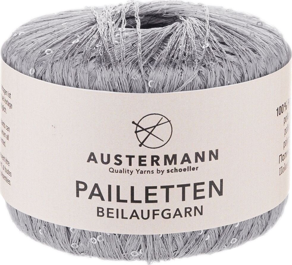 Pređa za pletenje Austermann Pailletten 98201-04 Silver Pređa za pletenje