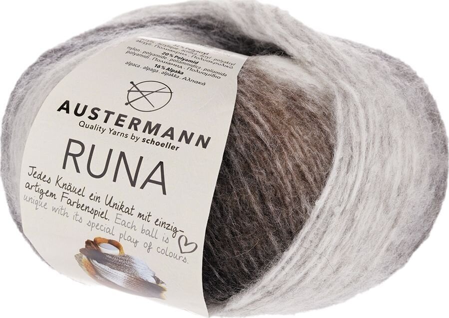 Pređa za pletenje Austermann Runa 90352-01 Marble Pređa za pletenje