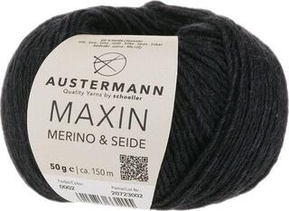 Pređa za pletenje Austermann Maxin Merino & Seide 90320-02 Black Pređa za pletenje