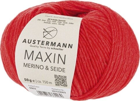 Strikkegarn Austermann Maxin Merino & Seide 90320-03 Red Strikkegarn - 1
